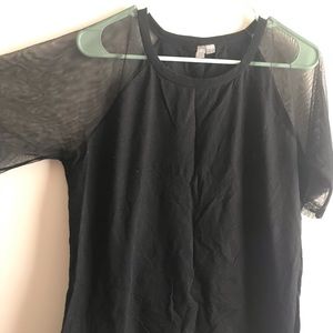 Boohoo Mesh Sleeve Short Sleeve Top